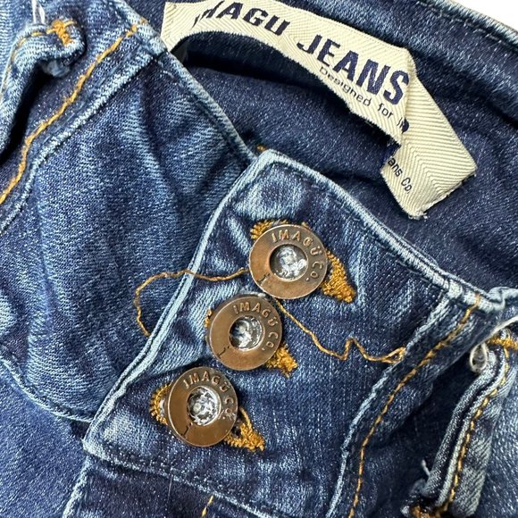 Womens Skinny Ripped Jeans Size 30 Blue Mid Rise Stretch Ankle Buttons - Picture 13 of 16